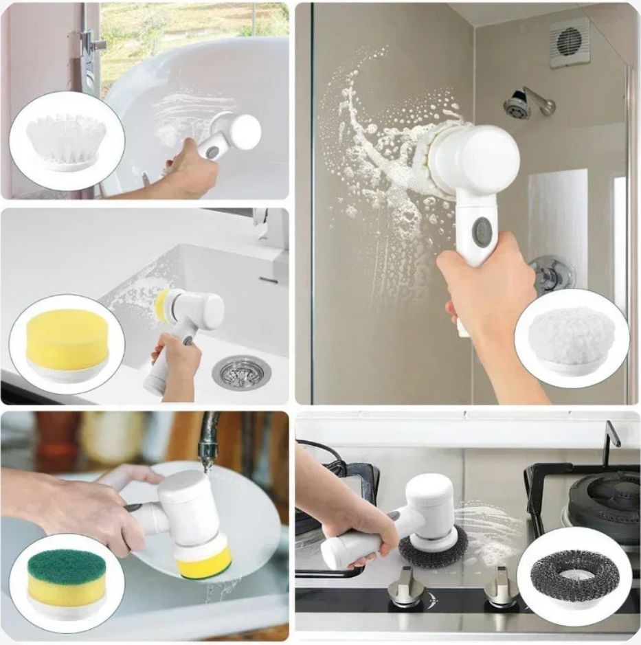 Cepillo 5 en 1 CleanMax + Soporte de pared sin agujeros